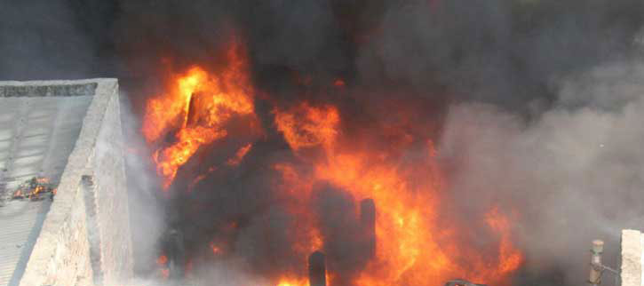 Fire at plastic factory