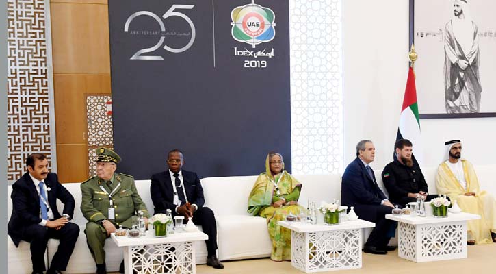 Hasina attends defence exhibition in Abu Dhabi