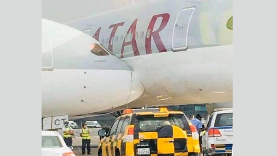 Strong wind pushes parked B787 into A350 at Doha Airport