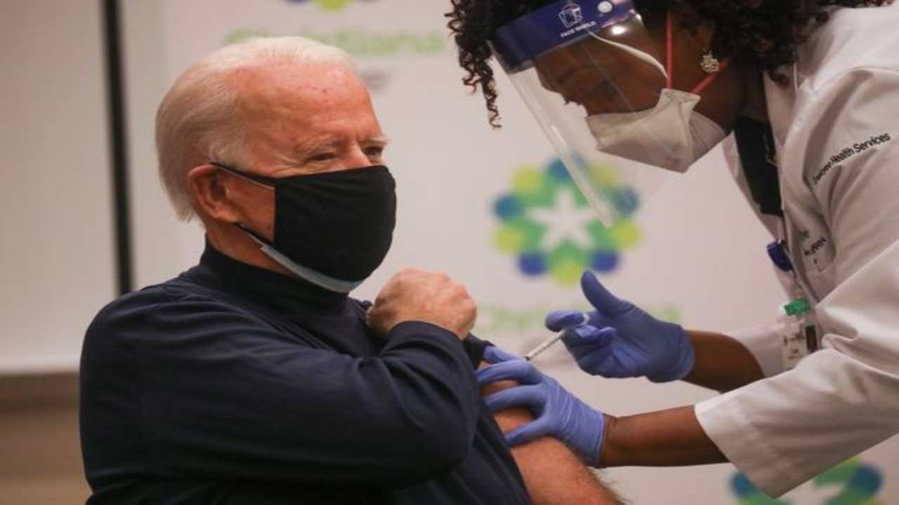 Joe Biden gets Covid-19 vaccine go on TV