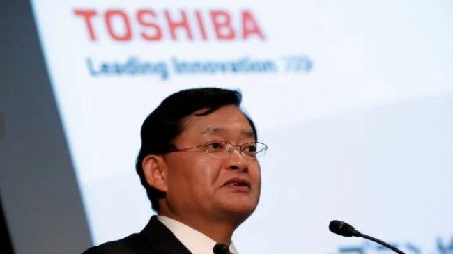 Toshiba CEO steps down, shares surge on bidding war expectations