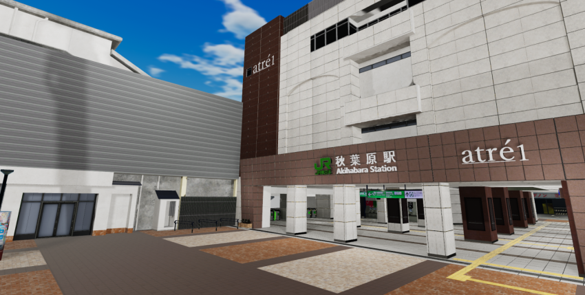 Experience Akihabara Station in a VR world, then ride the train to a virtual marketplace