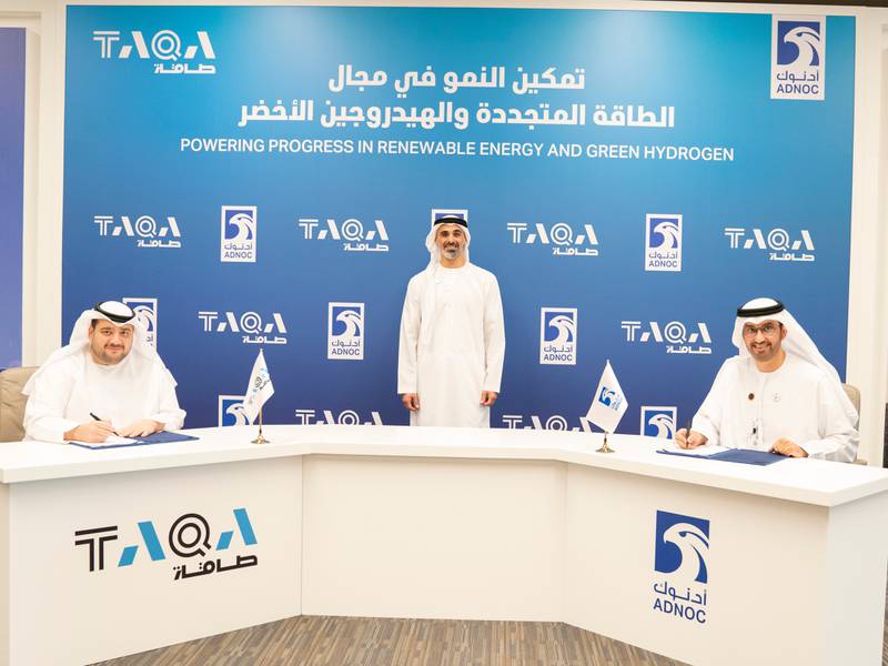 Adnoc and Taqa to form global renewables and hydrogen venture