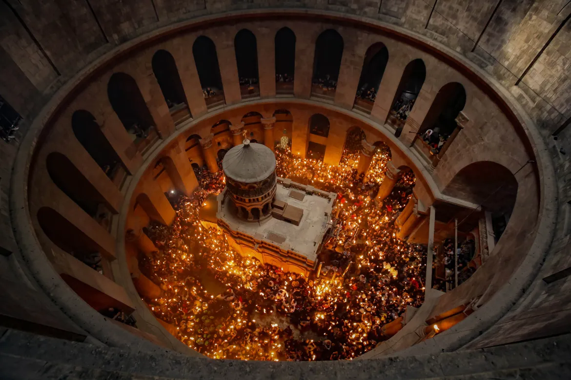 Christians celebrate the Holy Fire under Israeli restrictions