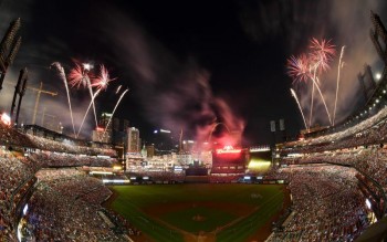 St Louis Cardinals present fireworks night at Busch Stadium after a game against the Chicago Cubs on 27 July