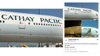 Cathay Pacific spells own name wrong on plane