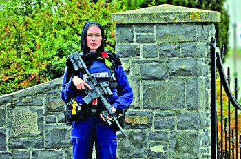 Constable Michelle Evans stands in solidarity with Muslim community