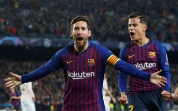 Barcelona reach semis with Messi exhibition against Manchester United