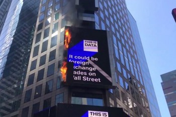 Digital billboard catches fire in Times Square