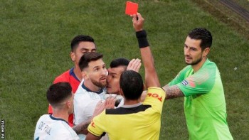 Messi sent off for first time in 14 years as Argentina beat Chile