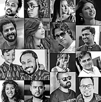 16 artistes sing Rabindra Sangeetat home