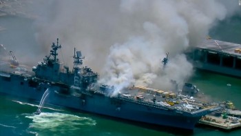 21 injured in explosion, fire on US Navy ship