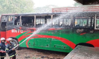 2 BRTC buses set on fire in Rajshahi