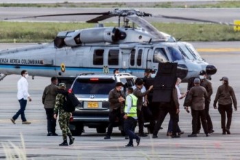 Colombian president's helicopter hit by gunfire