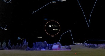 See Jupiter meet up with a bright moon in the night sky tonight